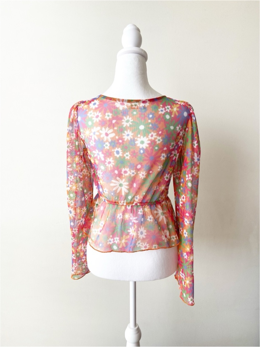 Shasa Mesh/Sheer Floral Top Size S - Picture 3 of 8
